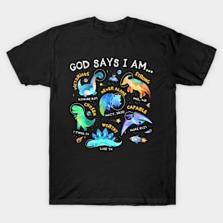 Outer Space Dinosaur Bible Christian Kids T-Shirt